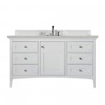 Palisades 60" Single Vanity, Bright White, w/ 3 CM Eternal Serena Quartz Top