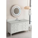 Palisades 60" Single Vanity, Bright White, w/ 3 CM Eternal Serena Quartz Top