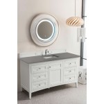 Palisades 60" Single Vanity, Bright White, w/ 3 CM Grey Expo Quartz Top