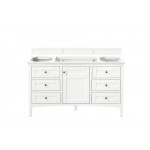 Palisades 60" Single Vanity, Bright White, w/ 3 CM Grey Expo Quartz Top