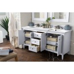 Palisades 72" Double Vanity, Bright White w/ 3 CM Arctic Fall Solid Surface Top
