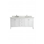 Palisades 72" Double Vanity, Bright White, w/ 3 CM Ethereal Noctis Quartz Top