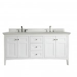 Palisades 72" Double Vanity, Bright White, w/ 3 CM Eternal Serena Quartz Top