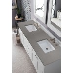 Palisades 72" Double Vanity, Bright White, w/ 3 CM Grey Expo Quartz Top