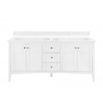 Palisades 72" Double Vanity, Bright White, w/ 3 CM Grey Expo Quartz Top