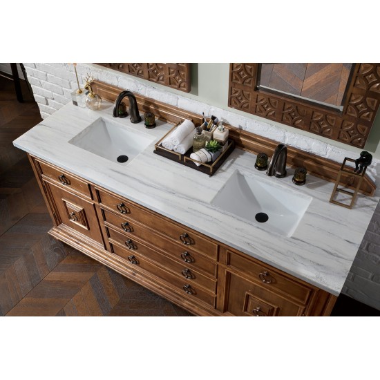 Mykonos 72" Cinnamon Double Vanity w/ 3 CM Arctic Fall Solid Surface Top