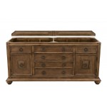 Mykonos 72" Double Vanity Cabinet, Cinnamon, w/ 3 CM Classic White Quartz Top