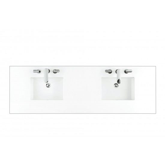 Mykonos 72" Double Vanity Cabinet, Cinnamon, w/ 3 CM Classic White Quartz Top