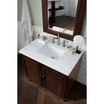 Portland 36" Single Vanity Mahogany w/3 CM Arctic Fall Solid Surface Top