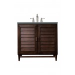 Portland 36" Single Vanity, Burnished Mahogany, w/ 3 CM Cala Blue Quartz Top