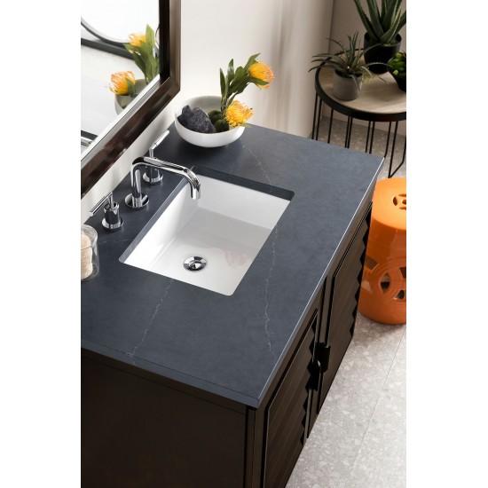 Portland 36" Single Vanity Mahogany w/3 CM Charcoal Soapstone Quartz Top