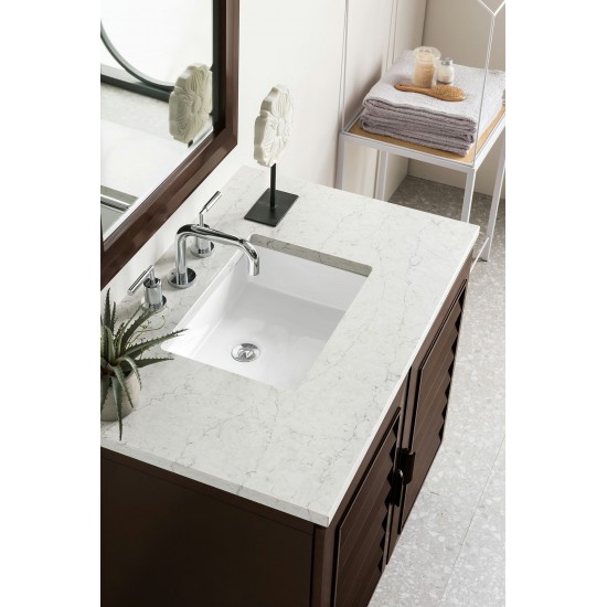 Portland 36" Single Vanity Burnished Mahogany w/ 3 CM Jasmine Pearl Quartz Top