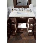 Portland 36" Single Vanity Burnished Mahogany w/ 3 CM Jasmine Pearl Quartz Top