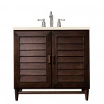 Portland 36" Single Vanity Burnished Mahogany w/ 3 CM Eternal Marfil Quartz Top