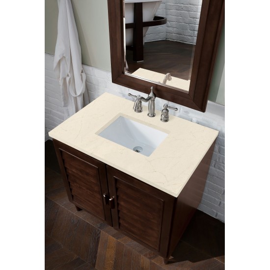 Portland 36" Single Vanity Burnished Mahogany w/ 3 CM Eternal Marfil Quartz Top