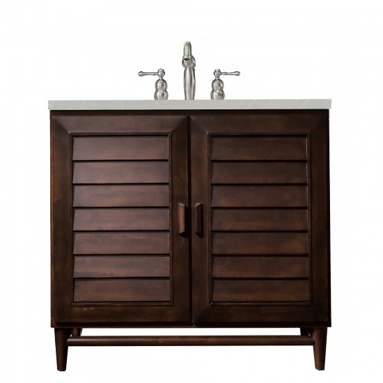 Portland 36" Single Vanity Burnished Mahogany w/ 3 CM Eternal Serena Quartz Top