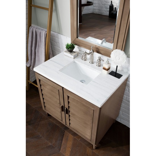 Portland 36" Single Vanity Walnut w/3 CM Arctic Fall Solid Surface Top