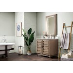 Portland 36" Single Vanity Whitewashed Walnut w/ 3 CM Carrara Marble Top