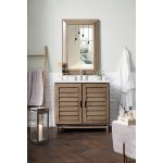 Portland 36" Single Vanity Whitewashed Walnut, w/ 3 CM Classic White Quartz Top