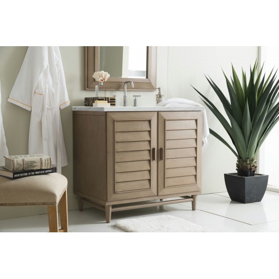 Portland 36" Single Vanity Whitewashed Walnut w/ 3 CM Ethereal Noctis Quartz Top