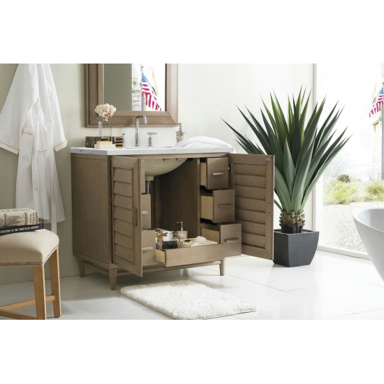 Portland 36" Single Vanity Whitewashed Walnut w/ 3 CM Ethereal Noctis Quartz Top