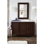 Portland 48" Single Vanity, Burnished Mahogany w/ 3 CM Carrara Marble Top