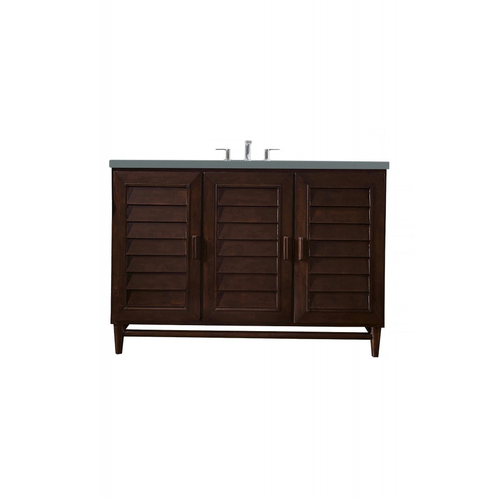 Portland 48" Single Vanity, Burnished Mahogany, w/ 3 CM Cala Blue Quartz Top
