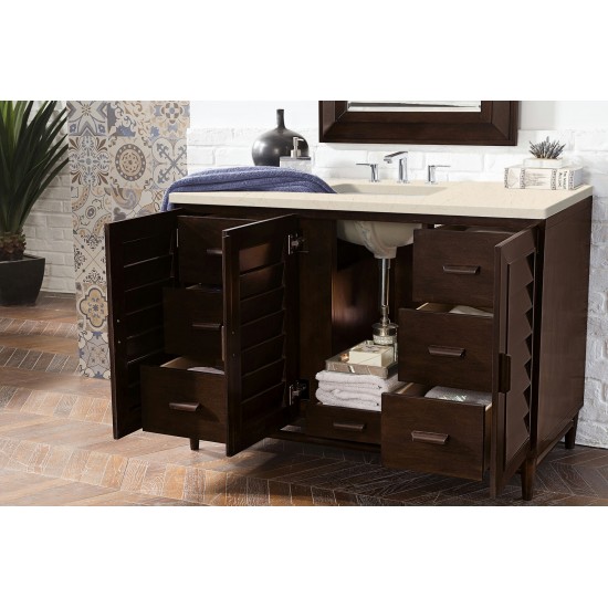 Portland 48" Single Vanity Burnished Mahogany w/ 3 CM Eternal Marfil Quartz Top