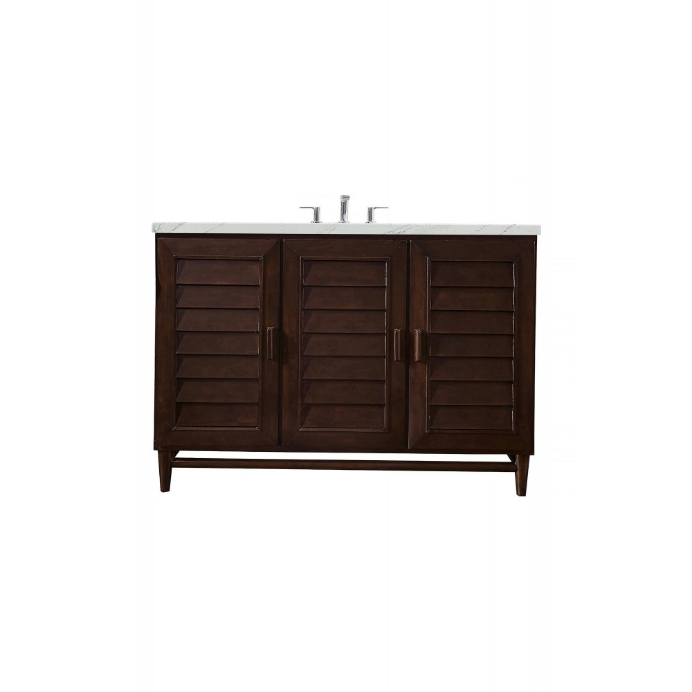 Portland 48" Single Vanity Burnished Mahogany w/ 3 CM Ethereal Noctis Quartz Top