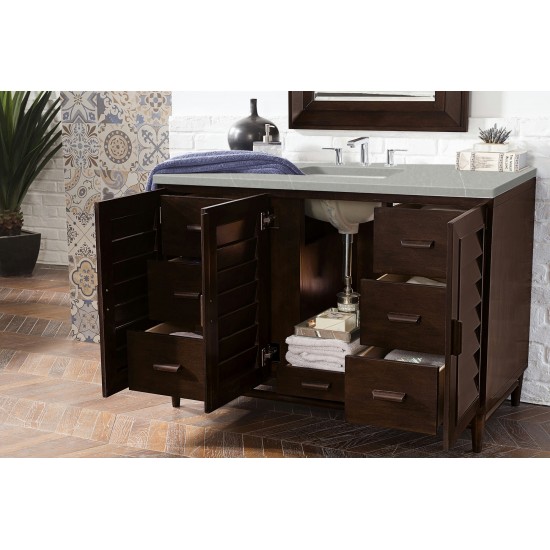 Portland 48" Single Vanity Burnished Mahogany w/ 3 CM Eternal Serena Quartz Top