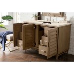 Portland 48" Single Vanity Whitewashed Walnut, w/ 3 CM Eternal Marfil Quartz Top