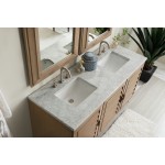 Portland 60" Double Vanity Whitewashed Walnut w/ 3 CM Carrara Marble Top