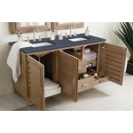 Portland 60" Double Vanity Walnut w/3 CM Charcoal Soapstone Quartz Top