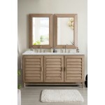 Portland 60" Double Vanity Whitewashed Walnut w/ 3 CM Jasmine Pearl Quartz Top