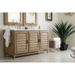 Portland 60" Double Vanity Whitewashed Walnut w/ 3 CM Ethereal Noctis Quartz Top