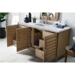 Portland 60" Single Vanity Whitewashed Walnut w/ 3 CM Carrara Marble Top