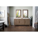 Portland 72" Double Vanity Walnut w/3 CM Arctic Fall Solid Surface Top