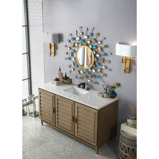 Portland 72" Double Vanity Whitewashed Walnut w/ 3 CM Carrara Marble Top