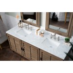 Portland 72" Double Vanity Whitewashed Walnut w/ 3 CM Carrara Marble Top