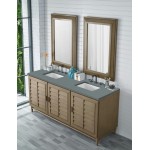 Portland 72" Double Vanity Whitewashed Walnut, w/ 3 CM Cala Blue Quartz Top