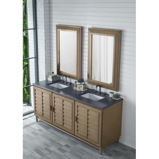 Portland 72" Double Vanity Walnut w/3 CM Charcoal Soapstone Quartz Top