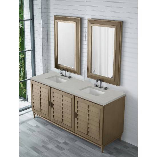 Portland 72" Double Vanity Whitewashed Walnut, w/ 3 CM Eternal Serena Quartz Top