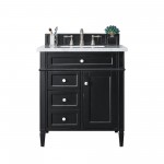 Brittany 30" Single Vanity, Black Onyx w/ 3 CM Arctic Fall Solid Surface Top