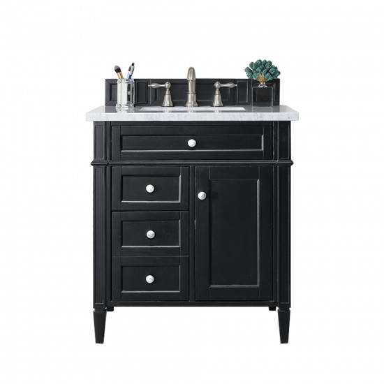 Brittany 30" Single Vanity, Black Onyx w/ 3 CM Arctic Fall Solid Surface Top