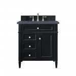 Brittany 30" Single Vanity, Black Onyx, w/ 3 CM Charcoal Soapstone Quartz Top