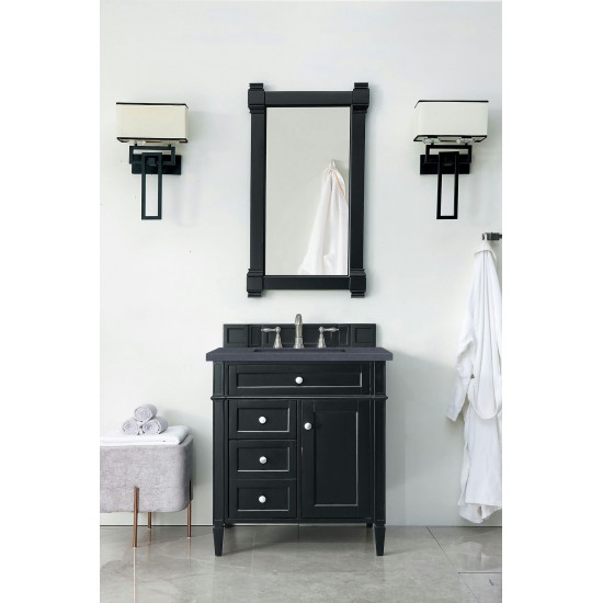 Brittany 30" Single Vanity, Black Onyx, w/ 3 CM Charcoal Soapstone Quartz Top