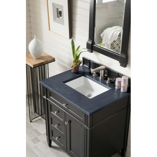 Brittany 30" Single Vanity, Black Onyx, w/ 3 CM Charcoal Soapstone Quartz Top