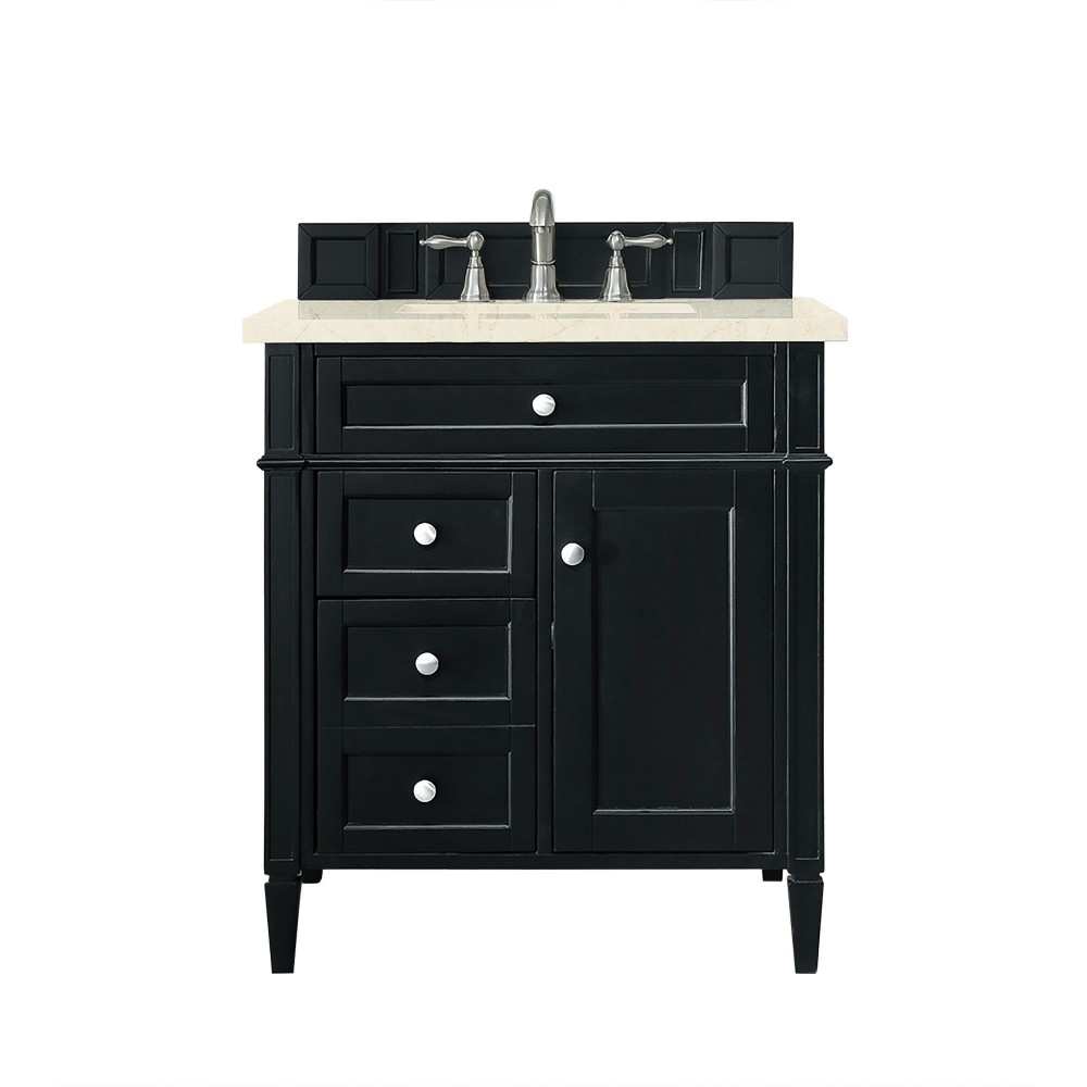 Brittany 30" Single Vanity, Black Onyx, w/ 3 CM Eternal Marfil Quartz Top