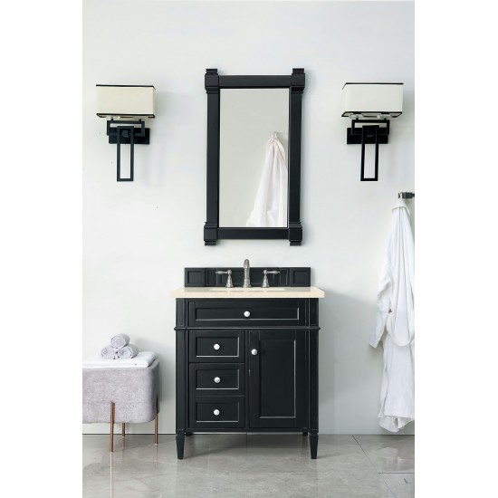 Brittany 30" Single Vanity, Black Onyx, w/ 3 CM Eternal Marfil Quartz Top