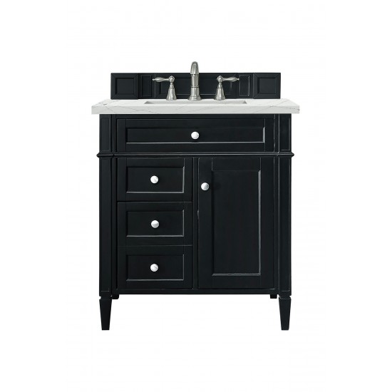 Brittany 30" Single Vanity, Black Onyx, w/ 3 CM Ethereal Noctis Quartz Top